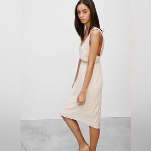 ARITZIA | Babaton Denton Silk Midi Dress in Beige XS